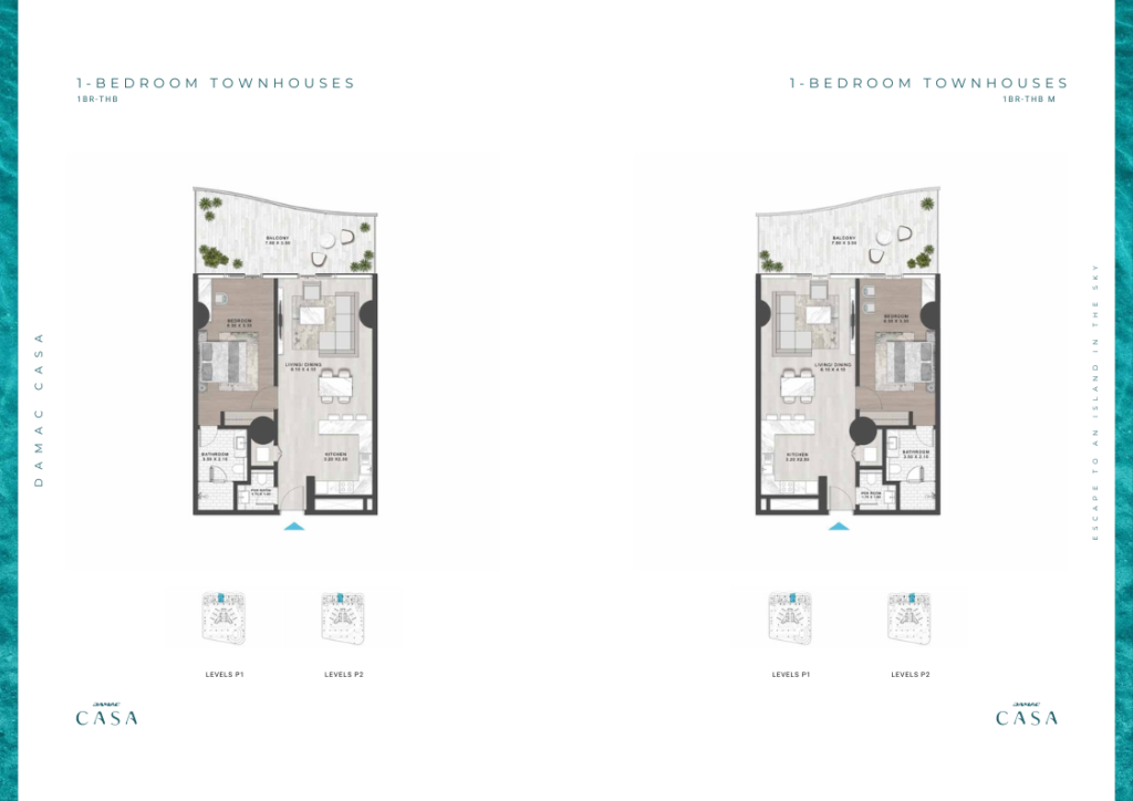 1-BEDROOM TOWNHOUSES