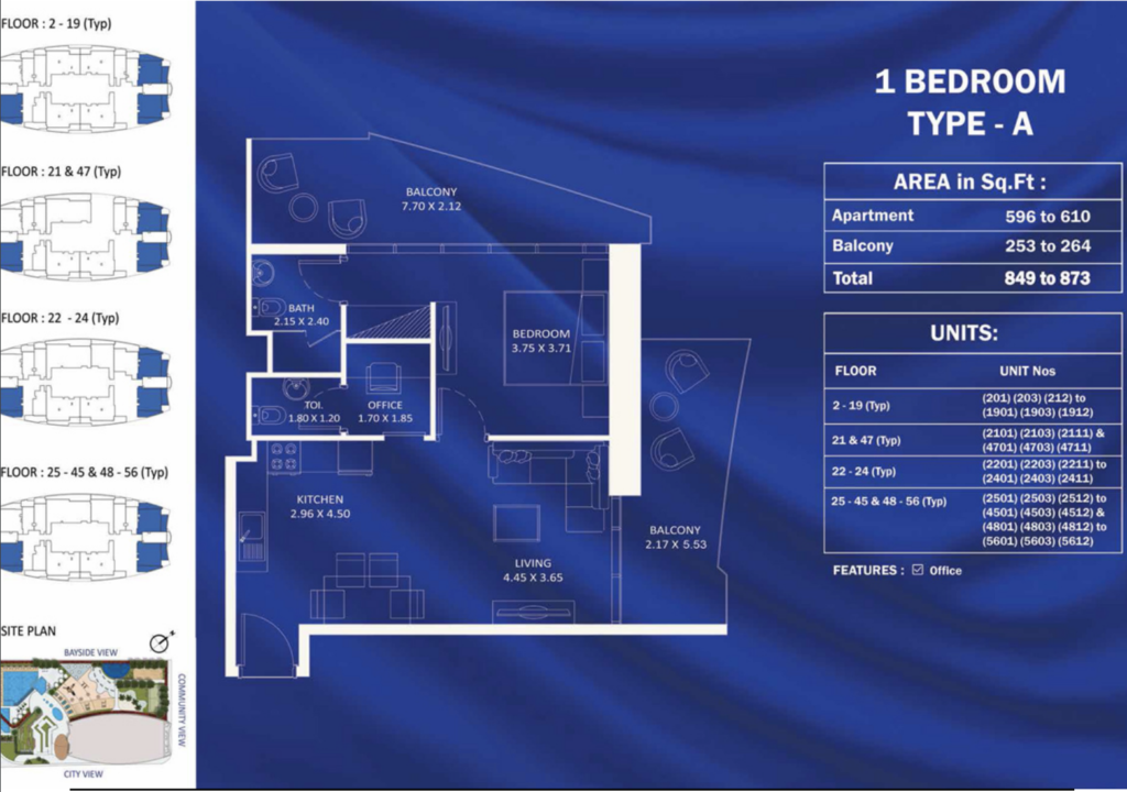 1 bedroom type a floor plan