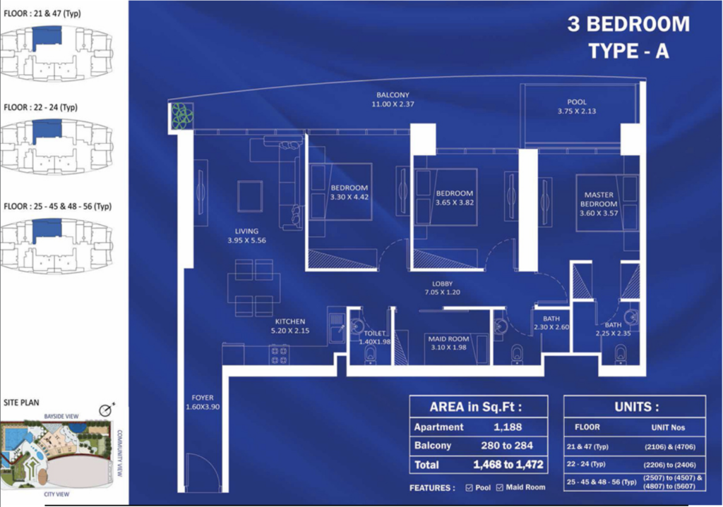 3 bedroom type a floor plan