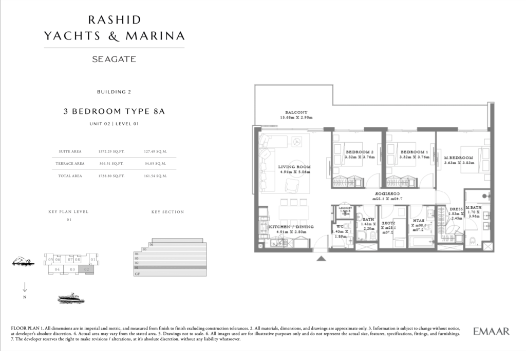 mina rashid 3 bdr apartment floor plan